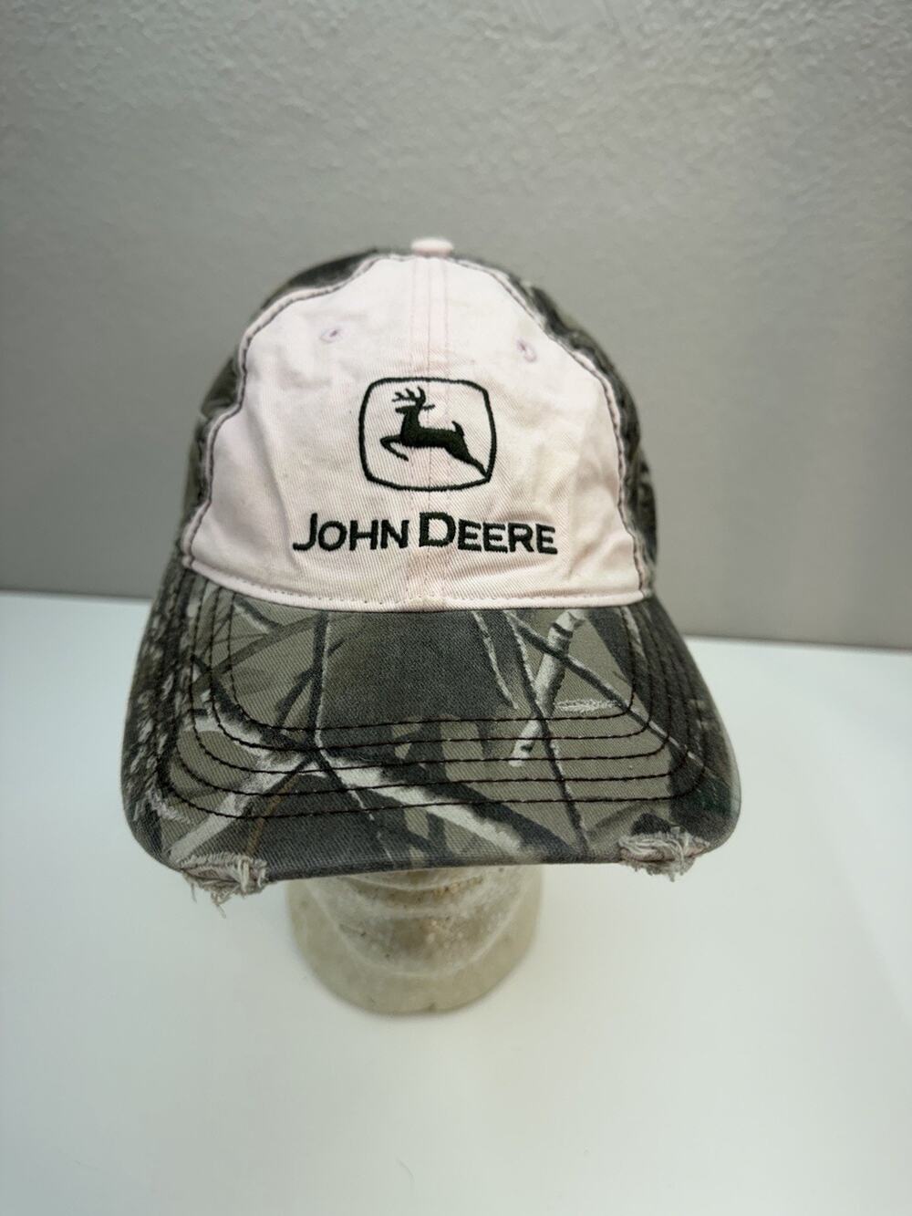 John Deere Womens Baseball Hat Pink and Camo Logo Adjustable Dri Duck